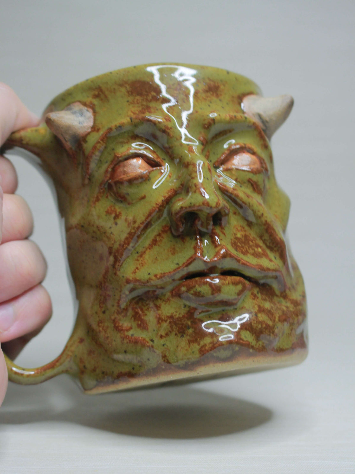 Haunted Goblin Face Tankard / Large Mug - Creepy Handmade Ceramic Drinkware