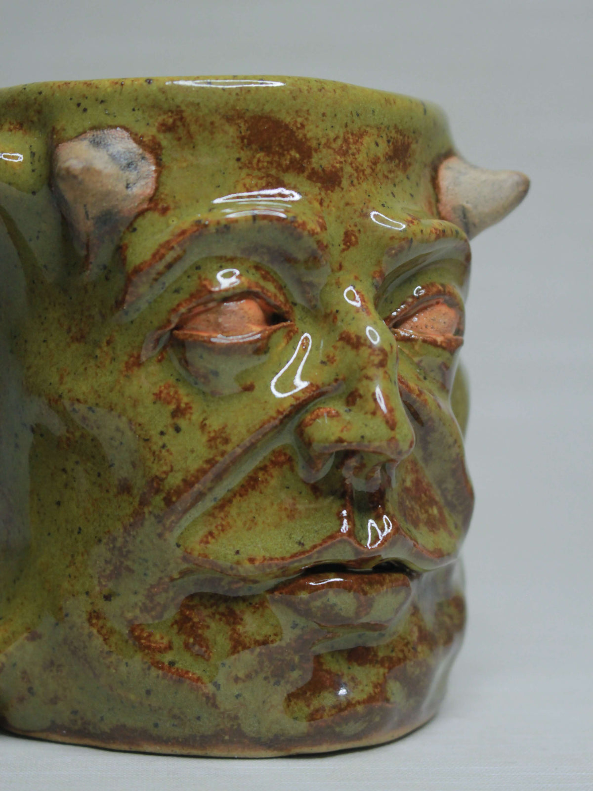 Haunted Goblin Face Tankard / Large Mug - Creepy Handmade Ceramic Drinkware