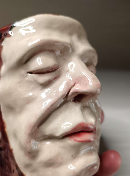 Creepy Death Mask Style Face Mug - Strange Handmade Ceramic Coffee Cup