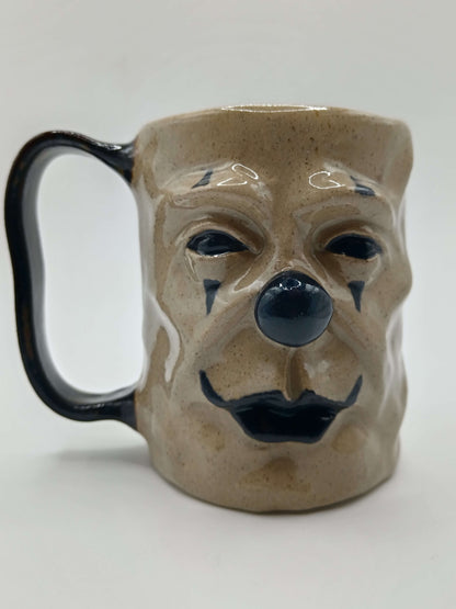 Black Clown Face Tankard / Large Mug - Handmade Ceramic Drinkware