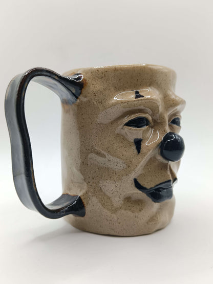 Black Clown Face Tankard / Large Mug - Handmade Ceramic Drinkware