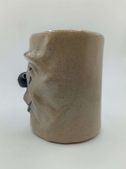 Black Clown Face Tankard / Large Mug - Handmade Ceramic Drinkware
