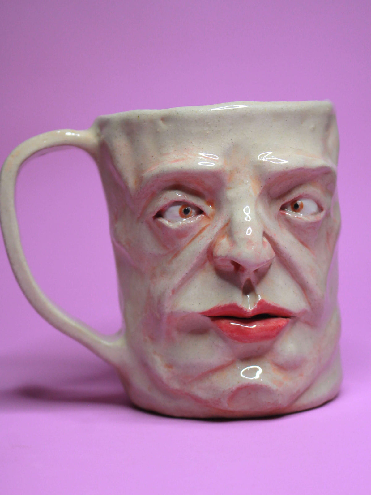 Cross-Eyed Face Mug - Quirky Handmade Ceramic Mug