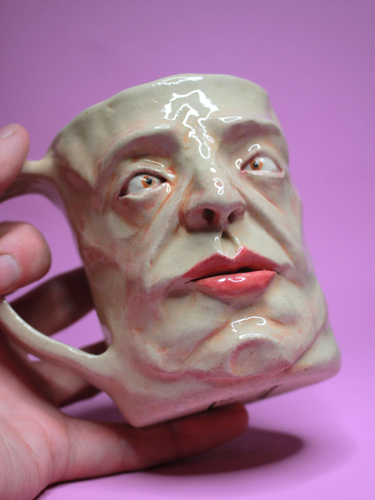 Cross-Eyed Face Mug - Quirky Handmade Ceramic Mug