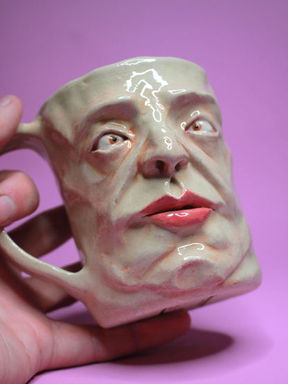 Cross-Eyed Face Mug - Quirky Handmade Ceramic Mug
