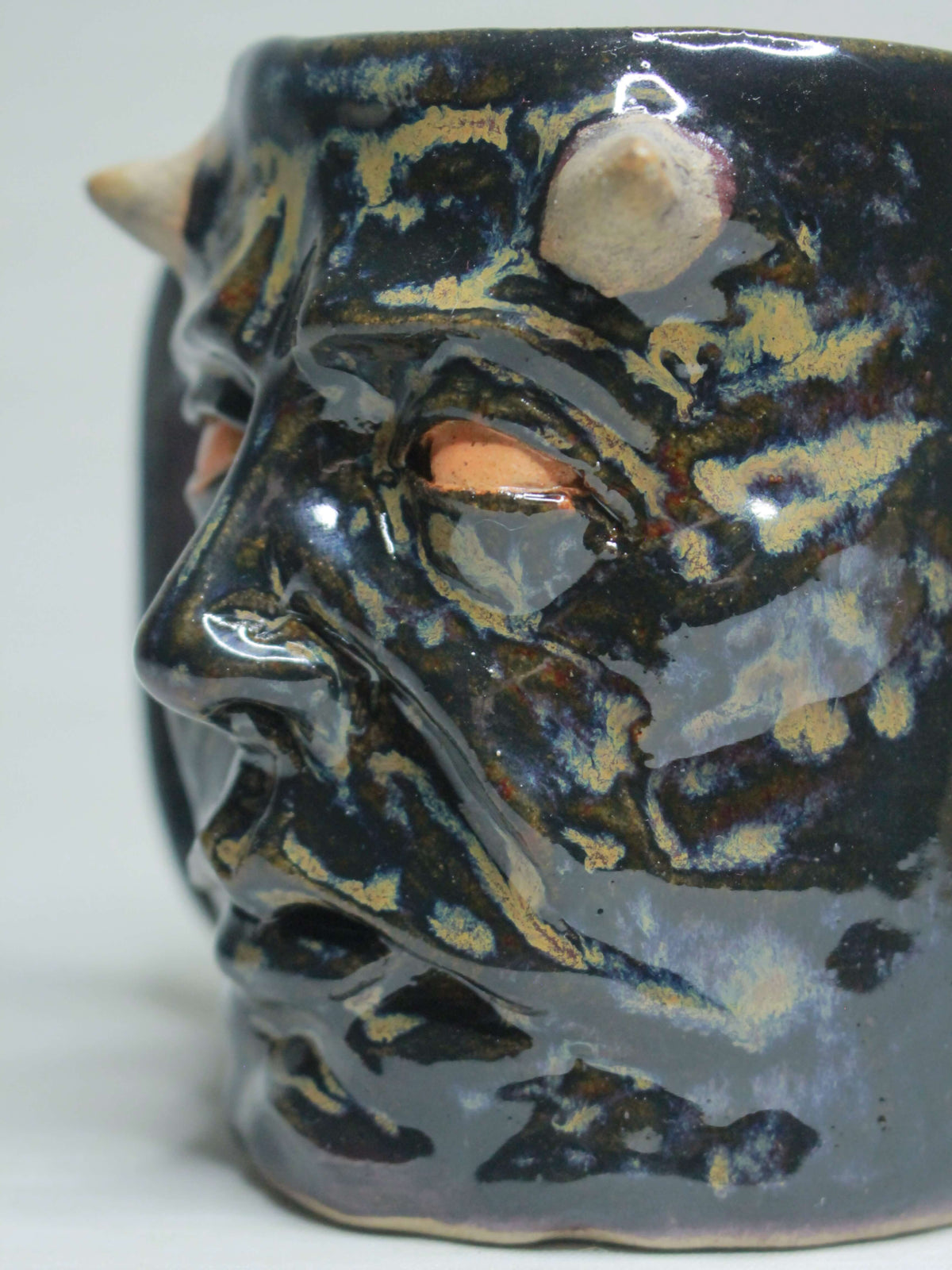 Dark Demon Face Tankard / Large Mug - Creepy Handmade Ceramic Drinkware