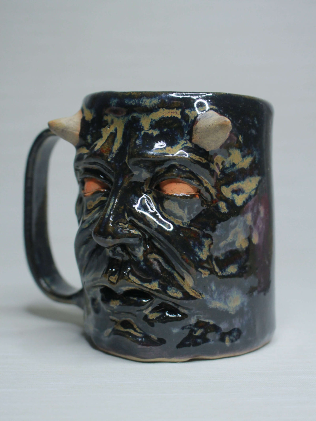 Dark Demon Face Tankard / Large Mug - Creepy Handmade Ceramic Drinkware