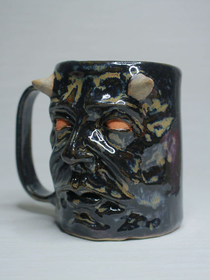 Dark Demon Face Tankard / Large Mug - Creepy Handmade Ceramic Drinkware