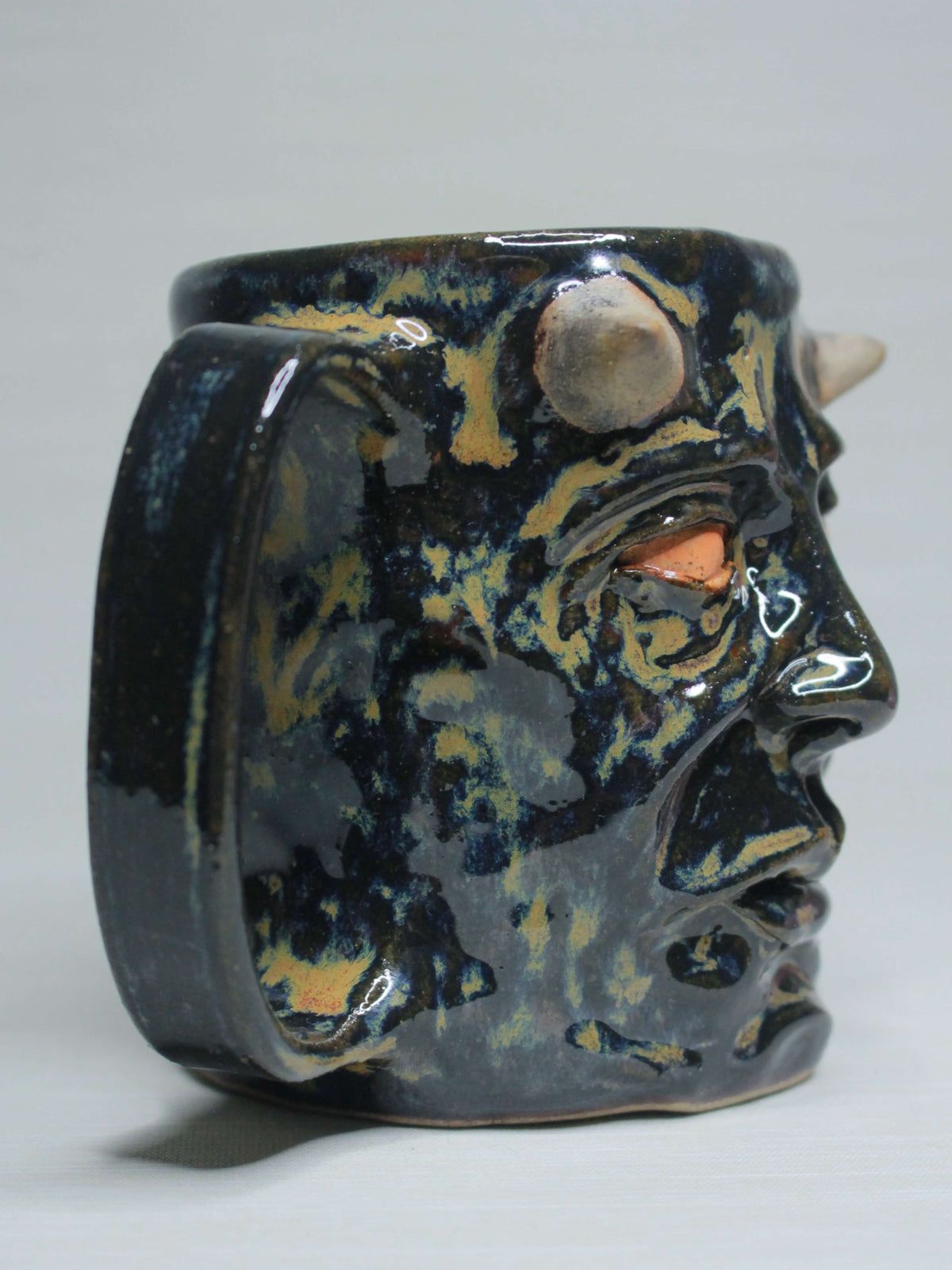 Dark Demon Face Tankard / Large Mug - Creepy Handmade Ceramic Drinkware
