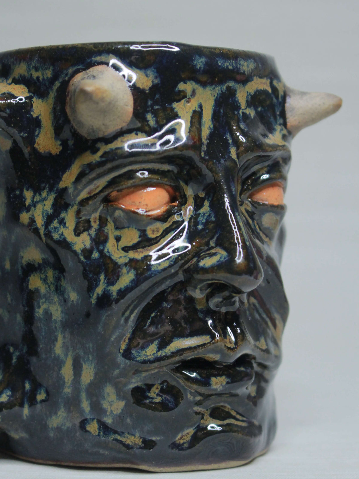 Dark Demon Face Tankard / Large Mug - Creepy Handmade Ceramic Drinkware