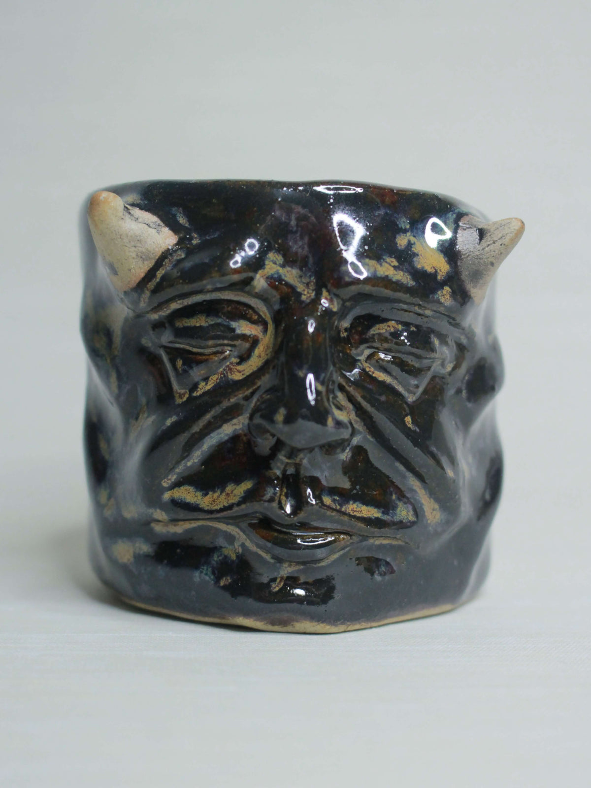 Dark Devil Face Tumbler - Creepy Handmade Ceramic Drinkware