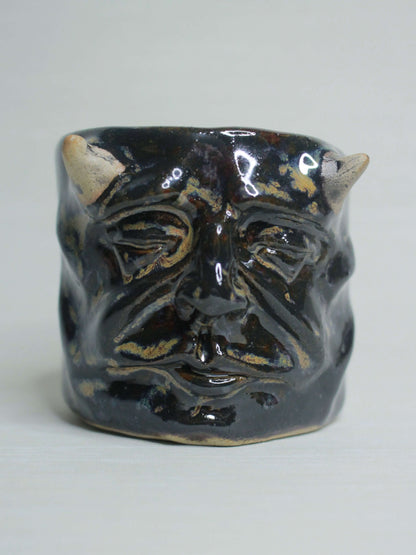 Dark Devil Face Tumbler - Creepy Handmade Ceramic Drinkware