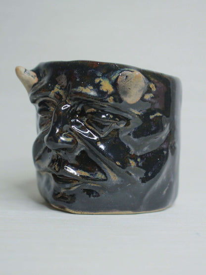 Dark Devil Face Tumbler - Creepy Handmade Ceramic Drinkware