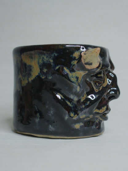 Dark Devil Face Tumbler - Creepy Handmade Ceramic Drinkware