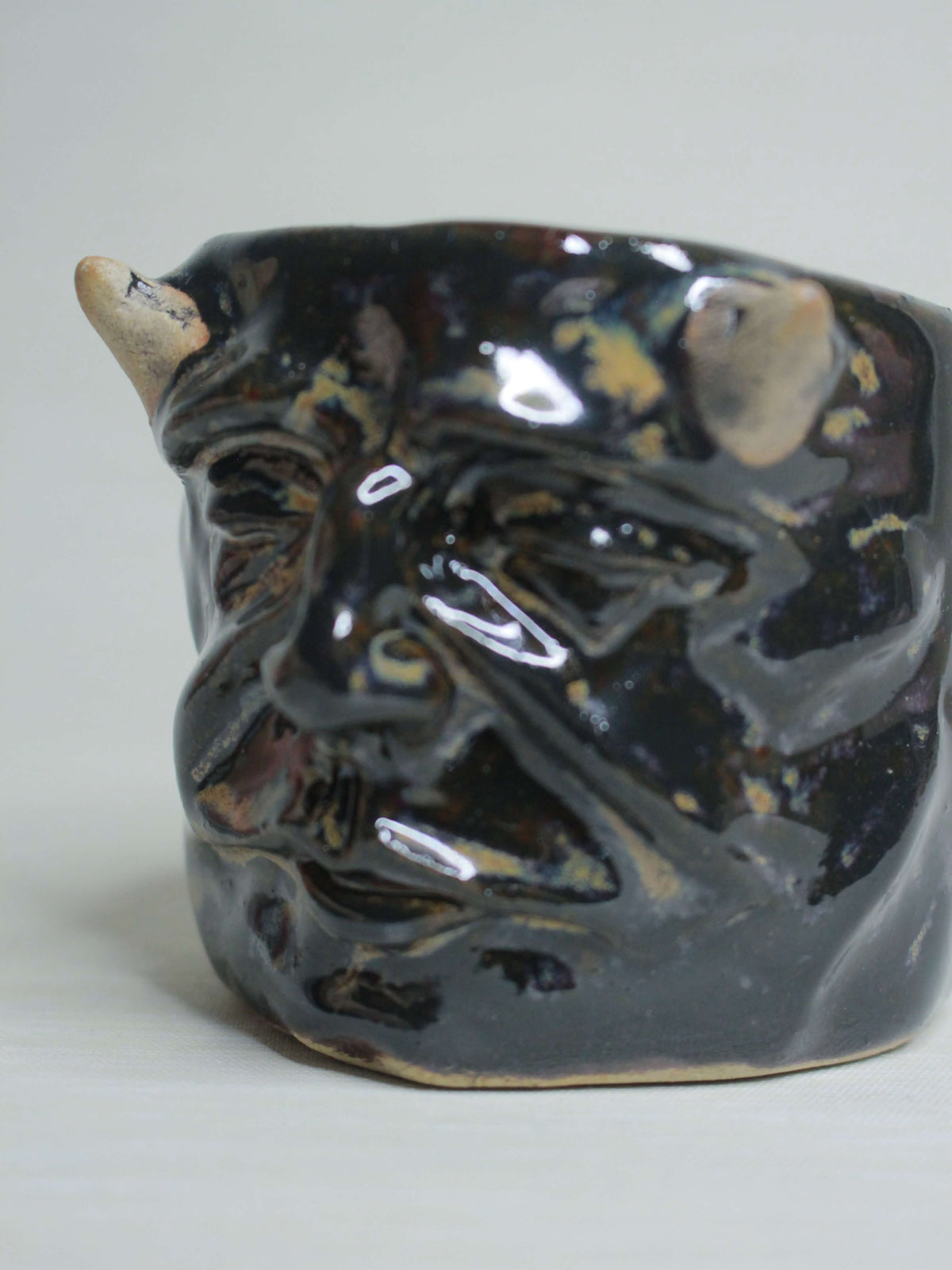 Dark Devil Face Tumbler - Creepy Handmade Ceramic Drinkware