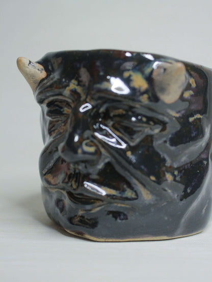 Dark Devil Face Tumbler - Creepy Handmade Ceramic Drinkware