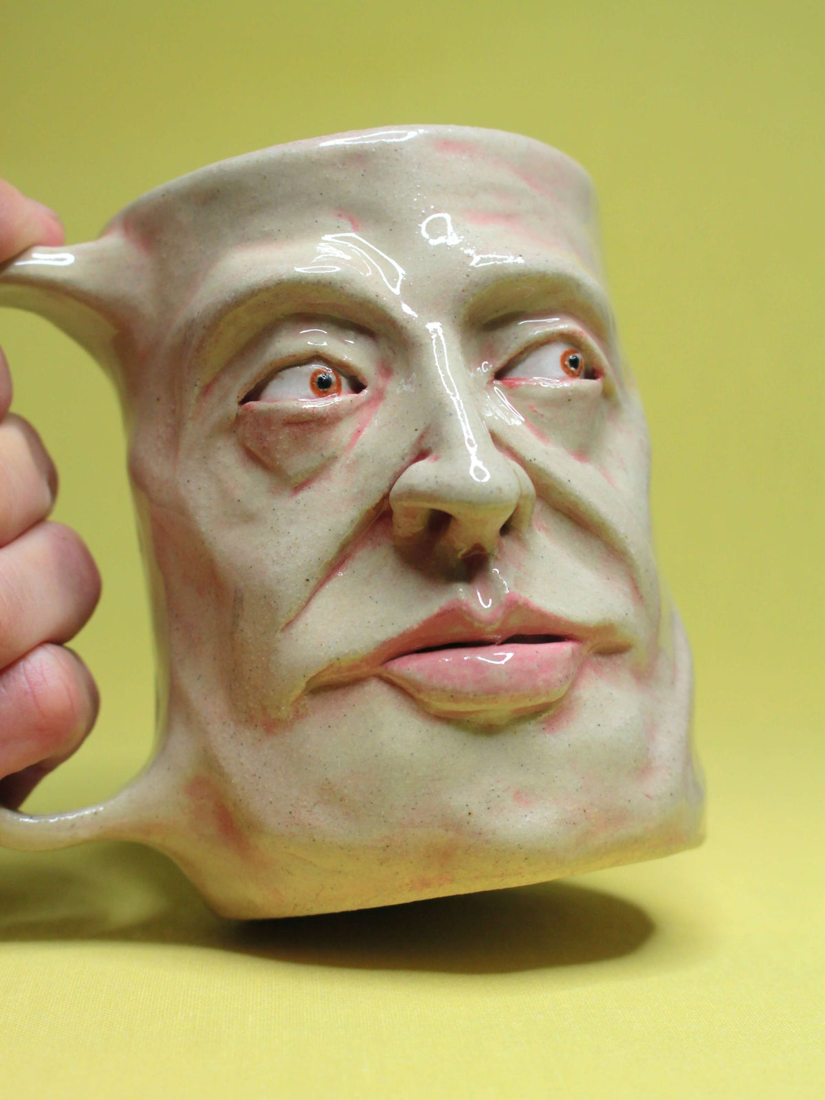 Evelyn Eavesdrop Face Tankard / Large Mug - Quirky Handmade Ceramic Drinkware