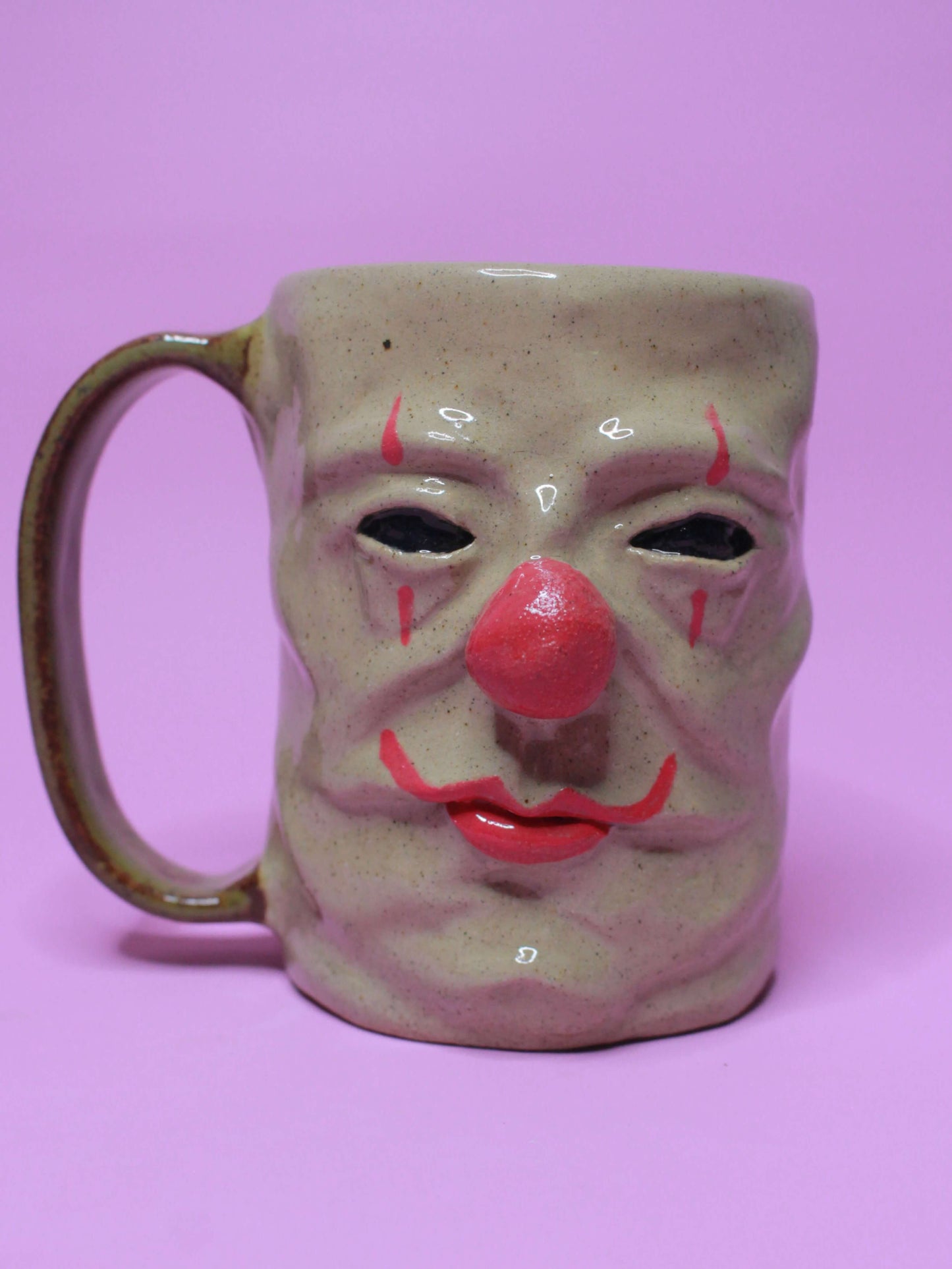 Evil Clown Face Tankard / Large Mug - Handmade Ceramic Drinkware