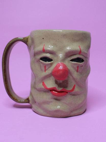Evil Clown Face Tankard / Large Mug - Handmade Ceramic Drinkware