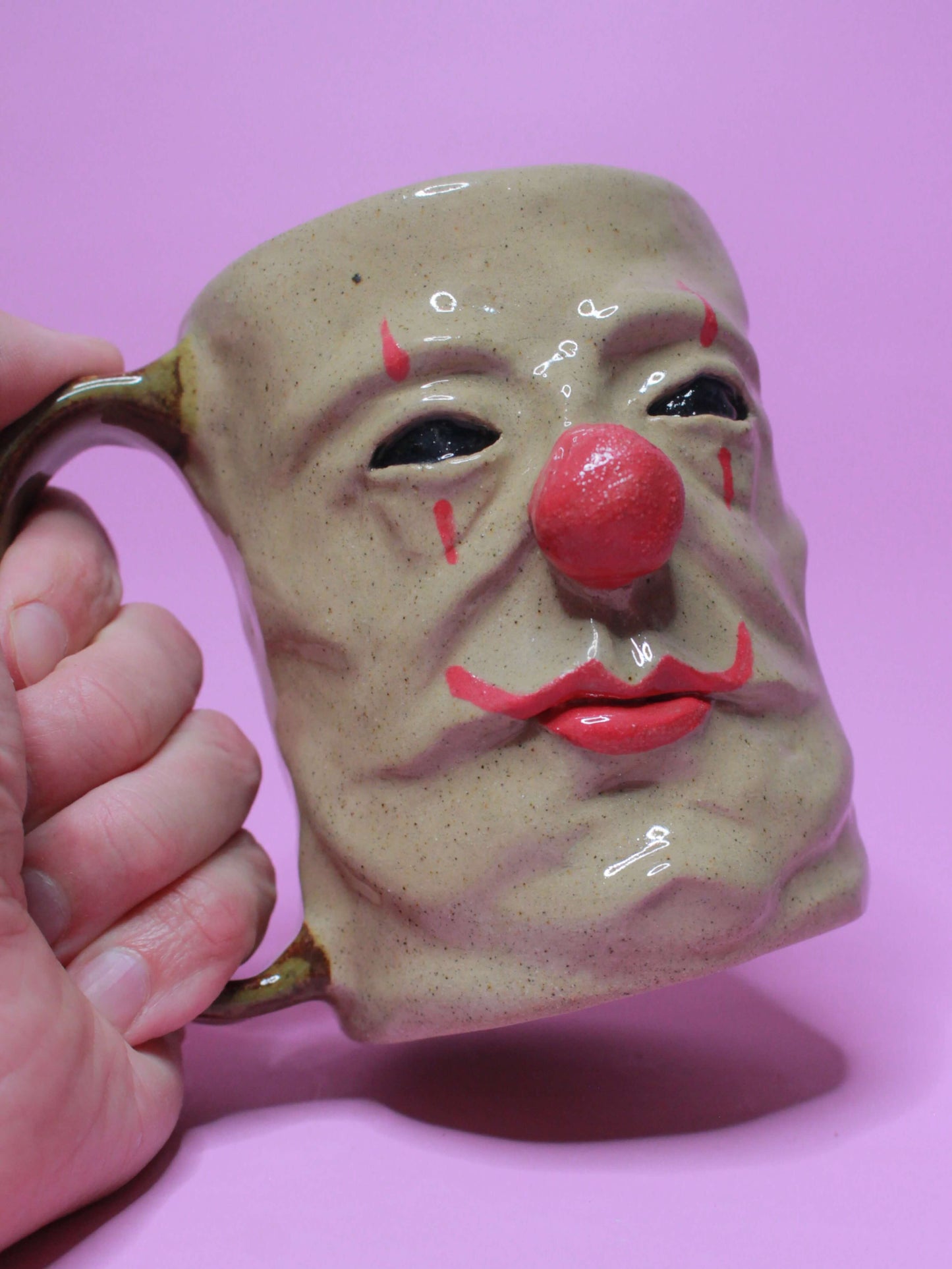 Evil Clown Face Tankard / Large Mug - Handmade Ceramic Drinkware