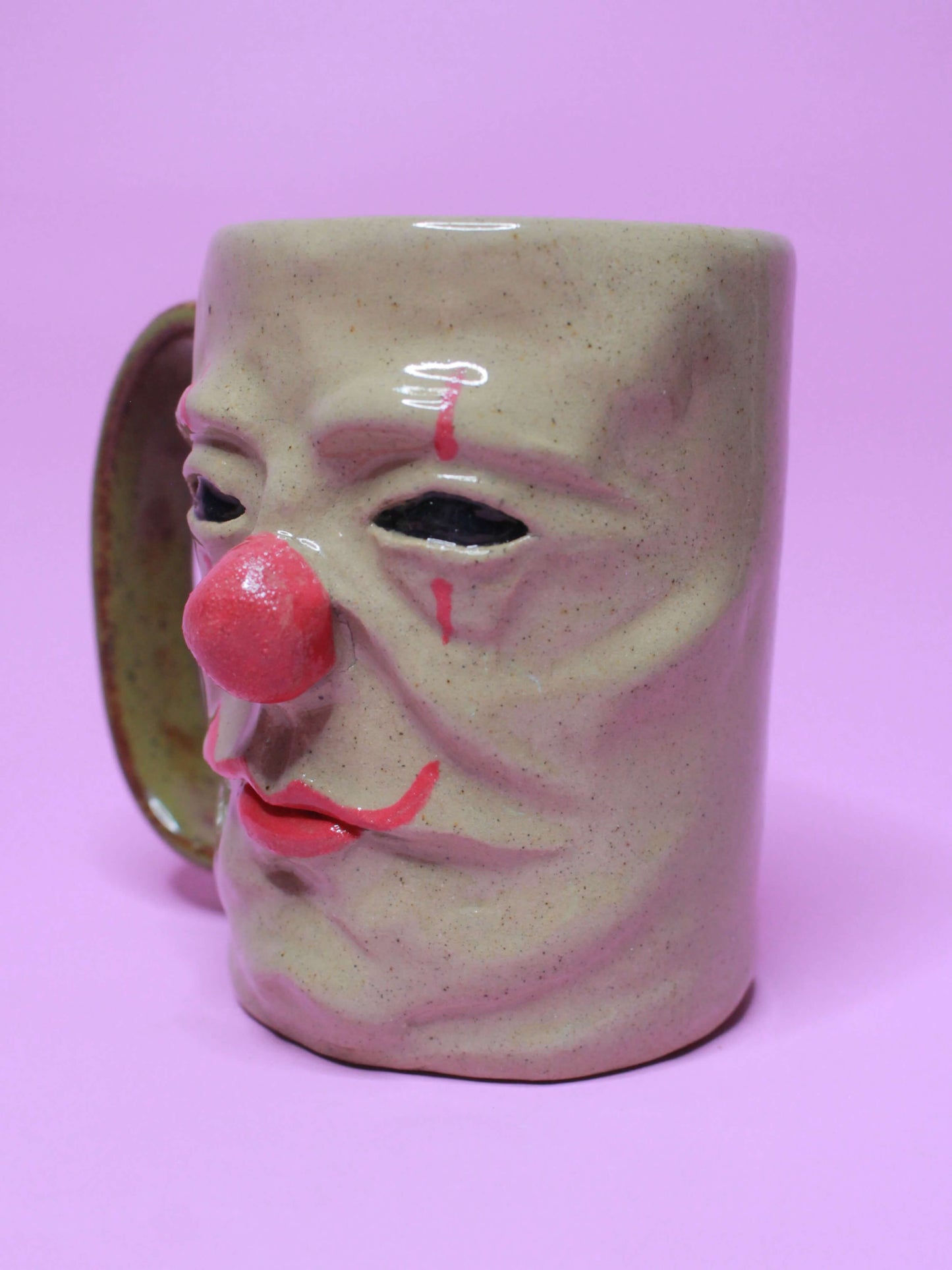 Evil Clown Face Tankard / Large Mug - Handmade Ceramic Drinkware