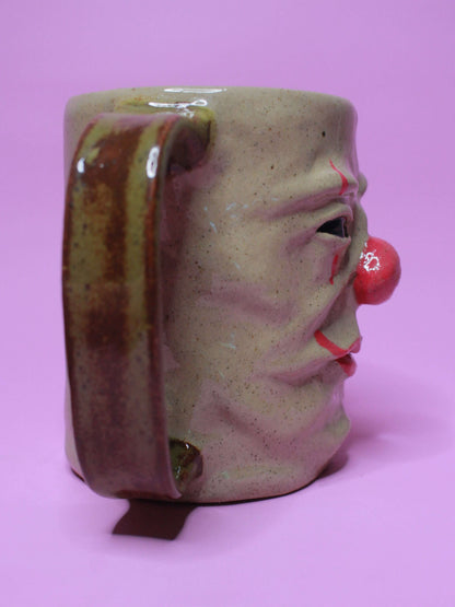 Evil Clown Face Tankard / Large Mug - Handmade Ceramic Drinkware
