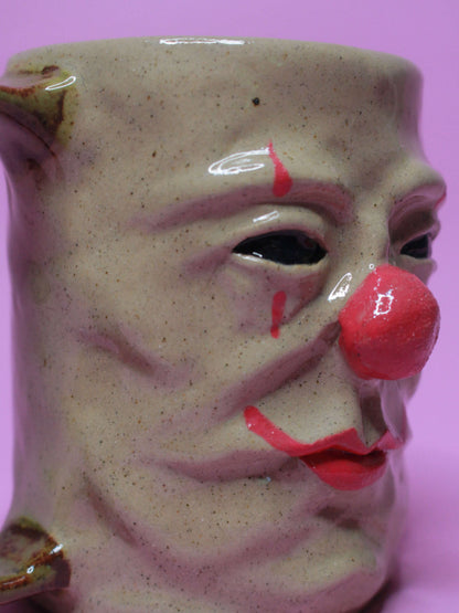 Evil Clown Face Tankard / Large Mug - Handmade Ceramic Drinkware