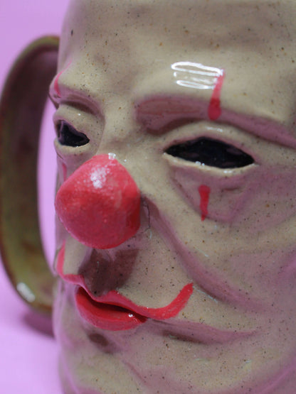 Evil Clown Face Tankard / Large Mug - Handmade Ceramic Drinkware