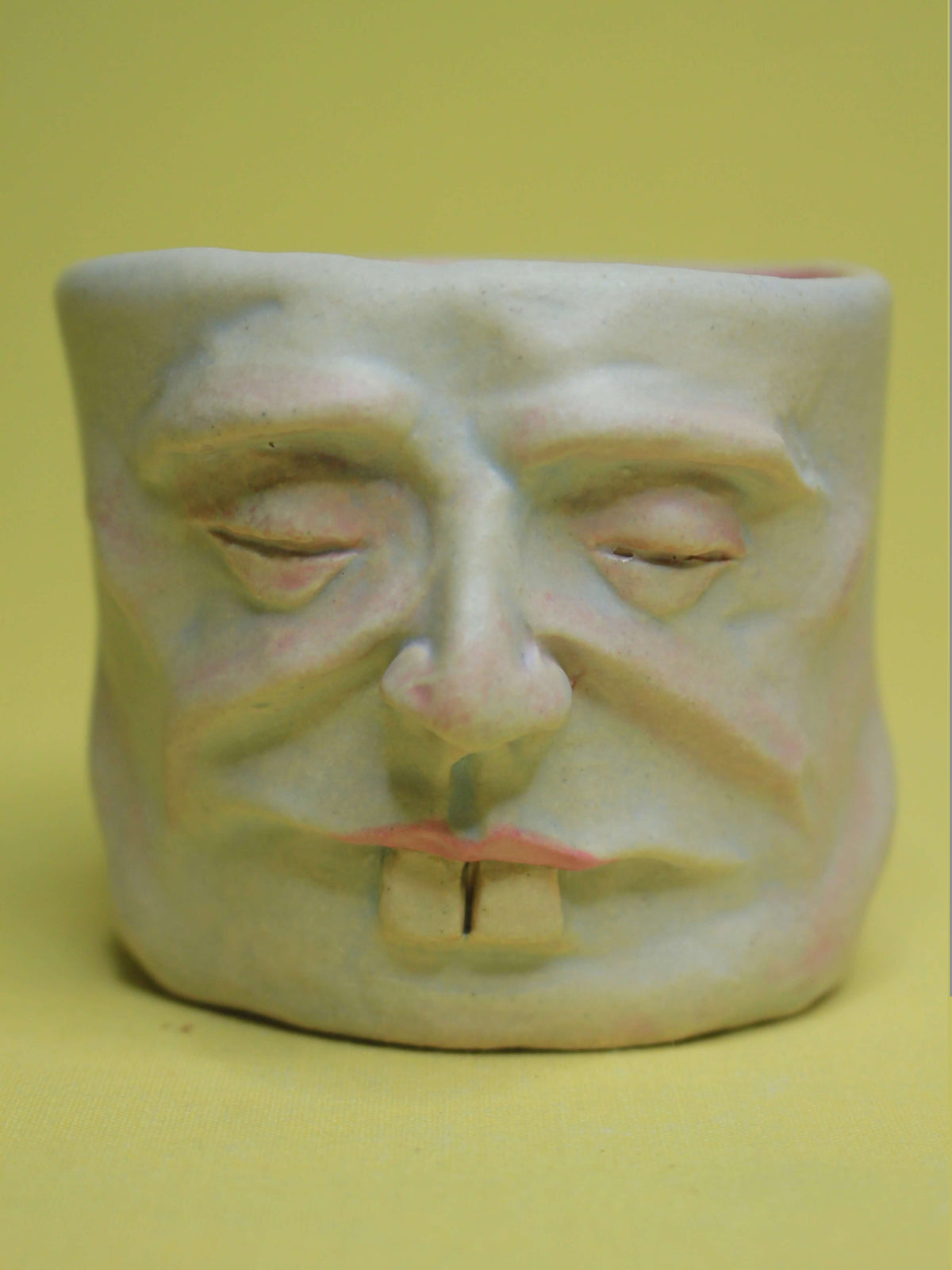 Goofy Face Tumbler (Matte) - Quirky Handmade Ceramic Drinkware