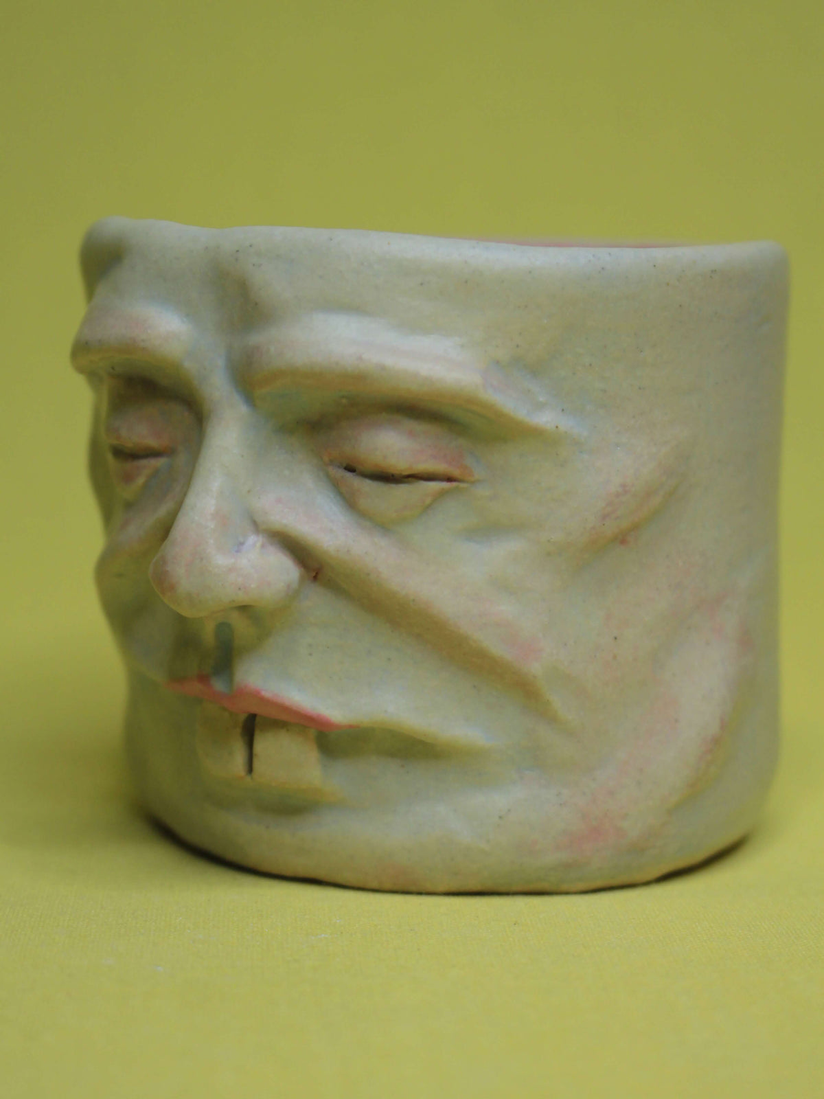 Goofy Face Tumbler (Matte) - Quirky Handmade Ceramic Drinkware