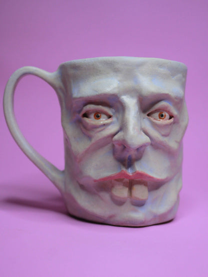 Goofy Open Eye (Matte) Face Mug - Strange Handmade Ceramic Mug
