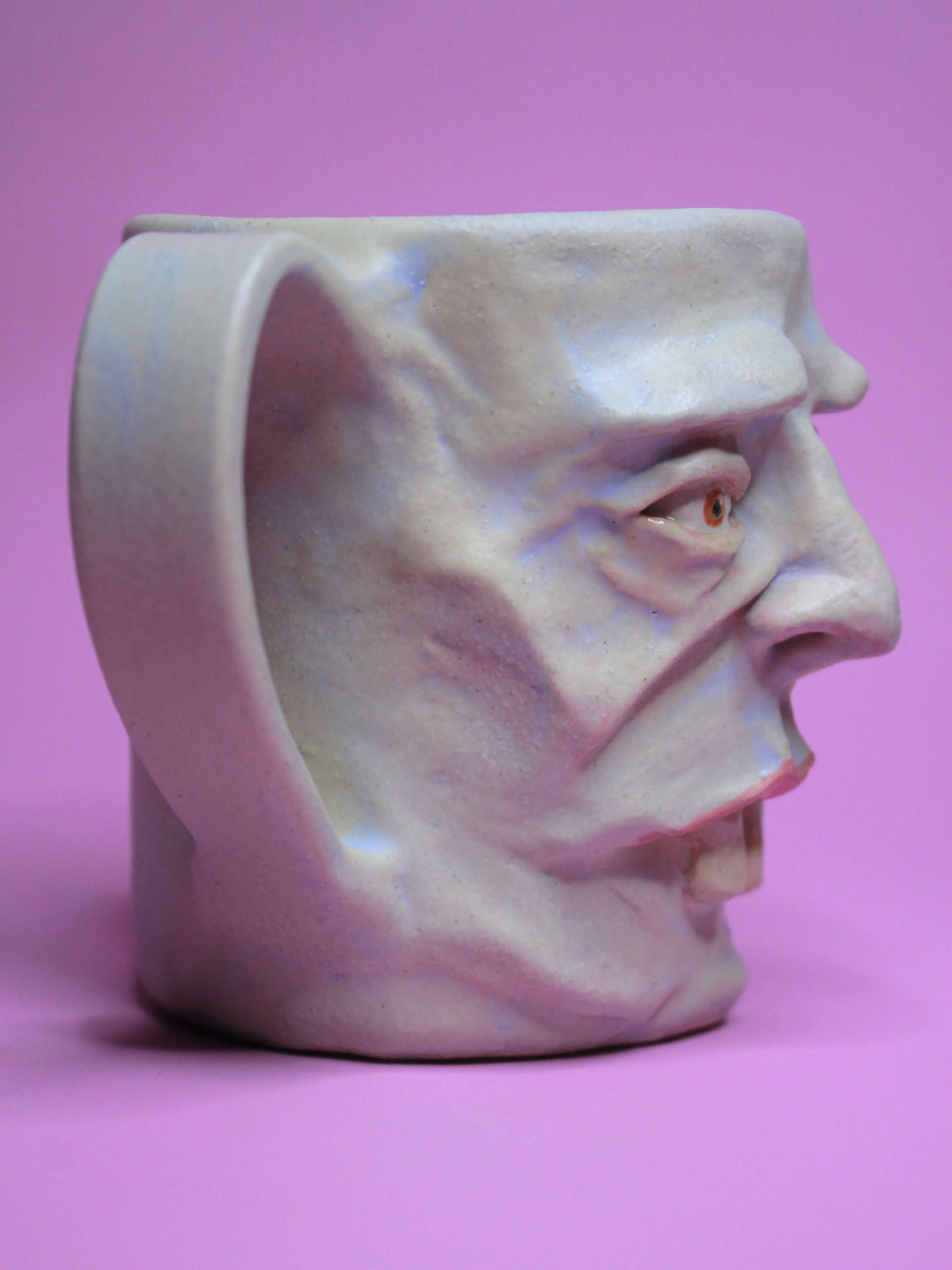Goofy Open Eye (Matte) Face Mug - Strange Handmade Ceramic Mug