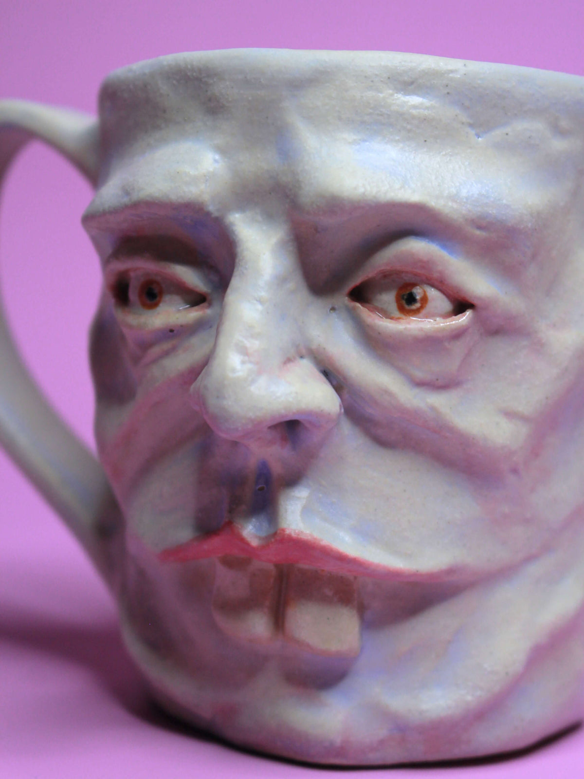 Goofy Open Eye (Matte) Face Mug - Strange Handmade Ceramic Mug