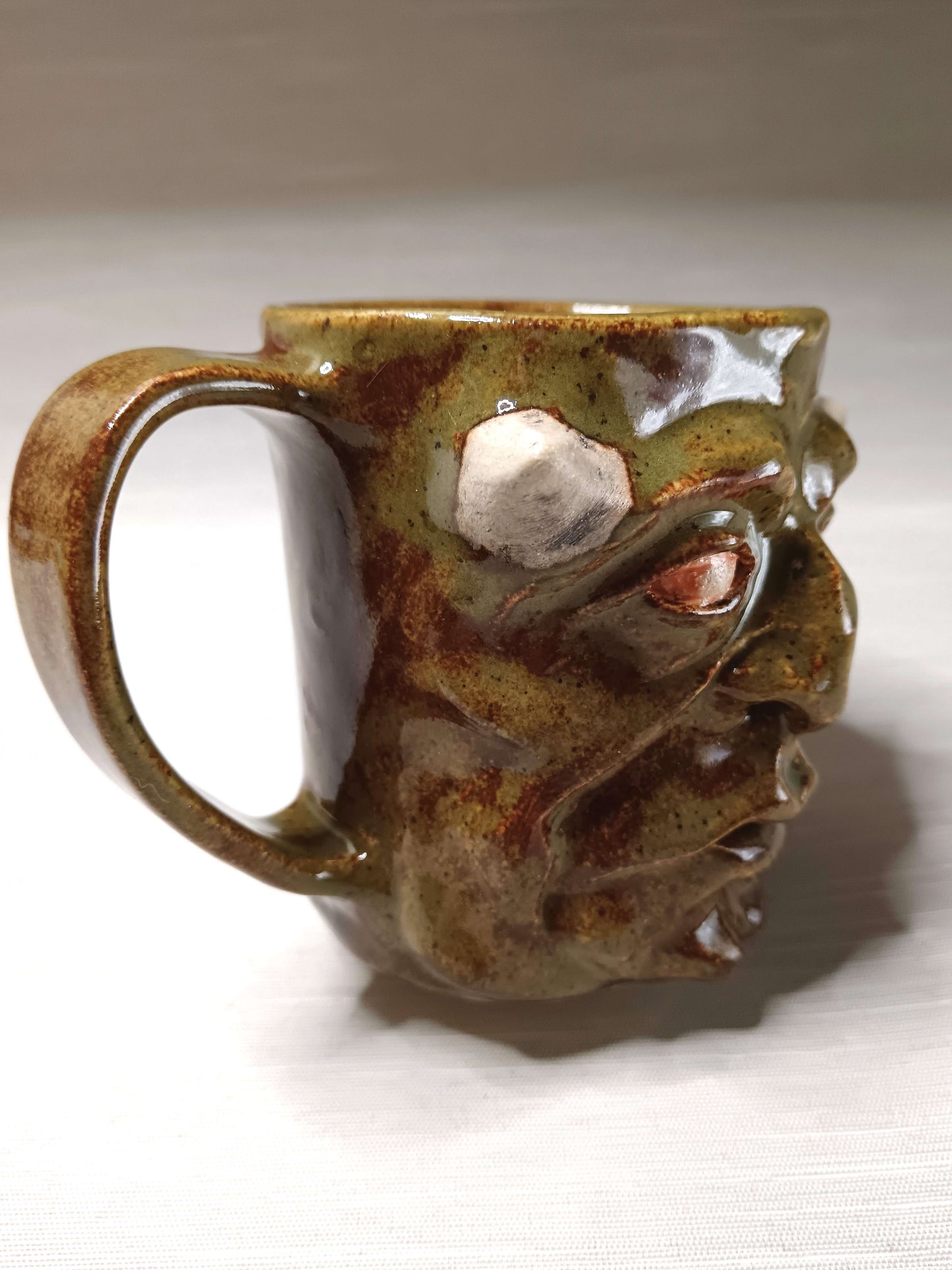 Grotesque Green Demon Mug - Weird Handmade Ceramic Devil Mug