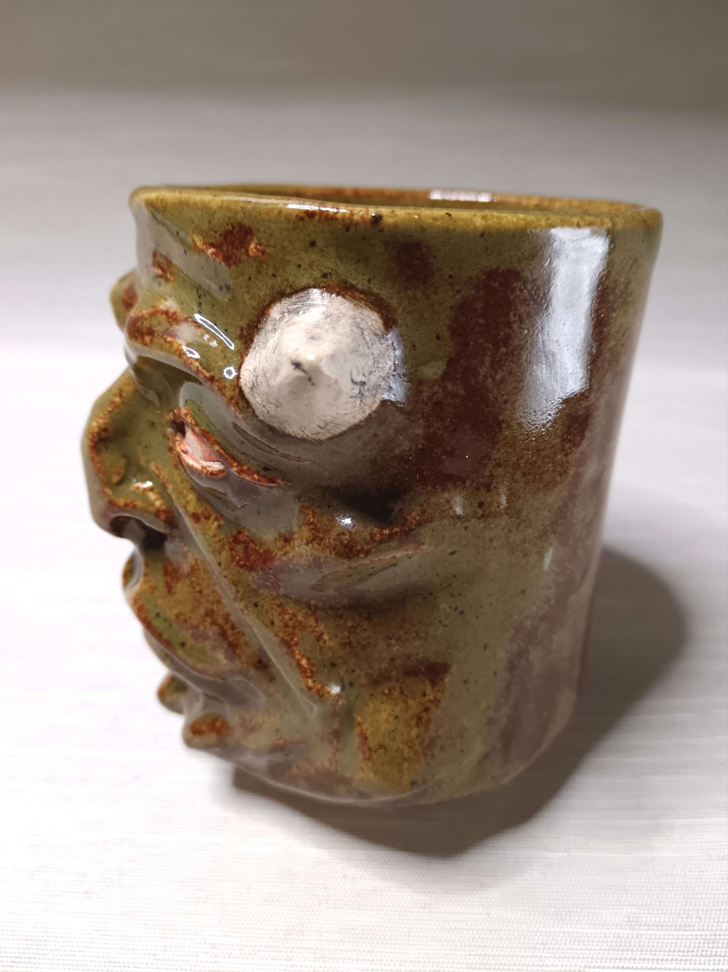 Grotesque Green Demon Mug - Weird Handmade Ceramic Devil Mug