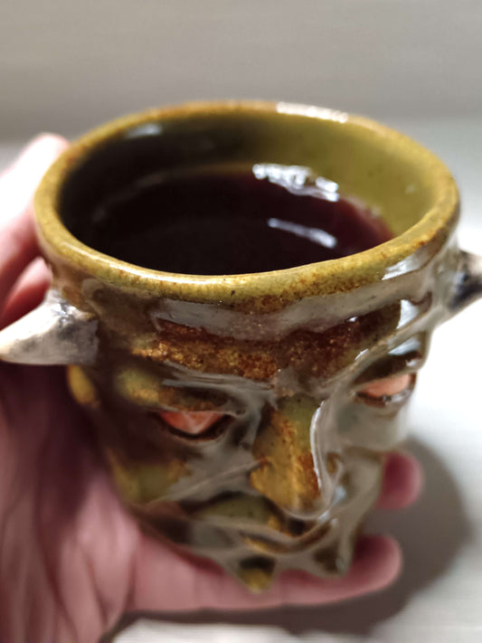 Green Devil Mini Pot / Tumbler - Handmade Ceramic Pot & Drinkware