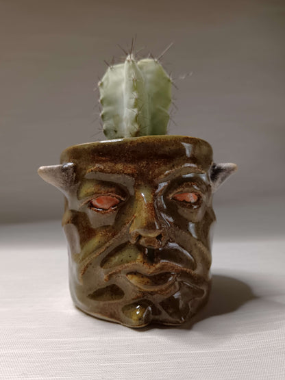 Green Devil Mini Pot / Tumbler - Handmade Ceramic Pot & Drinkware