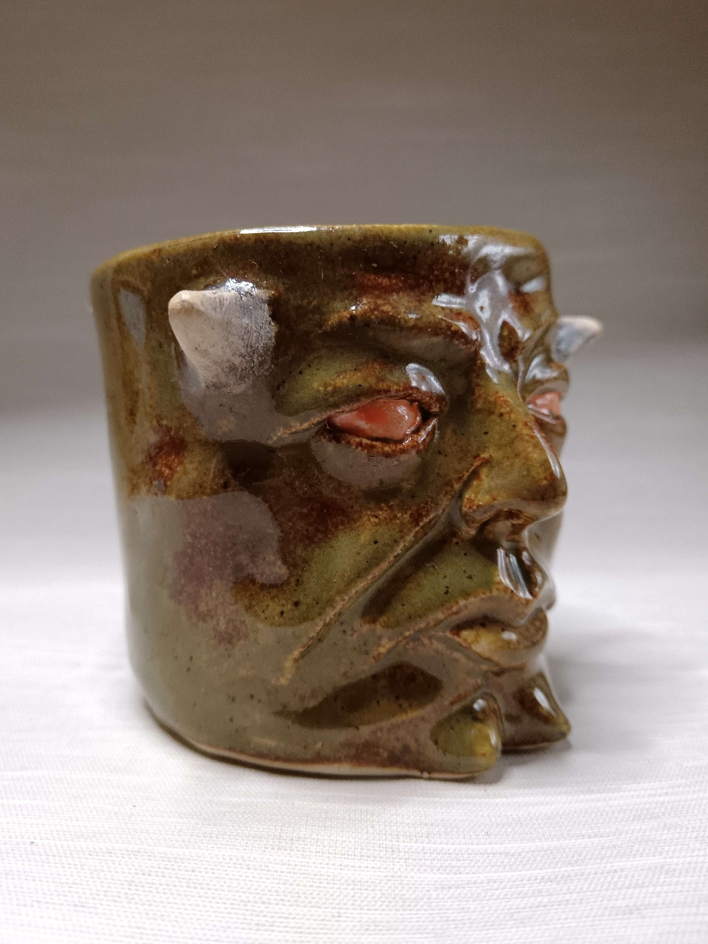 Green Devil Mini Pot / Tumbler - Handmade Ceramic Pot & Drinkware