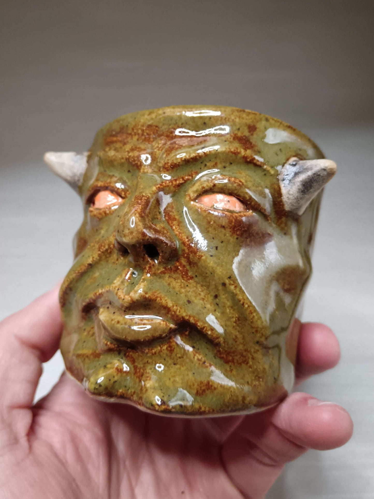 Green Devil Mini Pot / Tumbler - Handmade Ceramic Pot & Drinkware