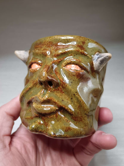Green Devil Mini Pot / Tumbler - Handmade Ceramic Pot & Drinkware