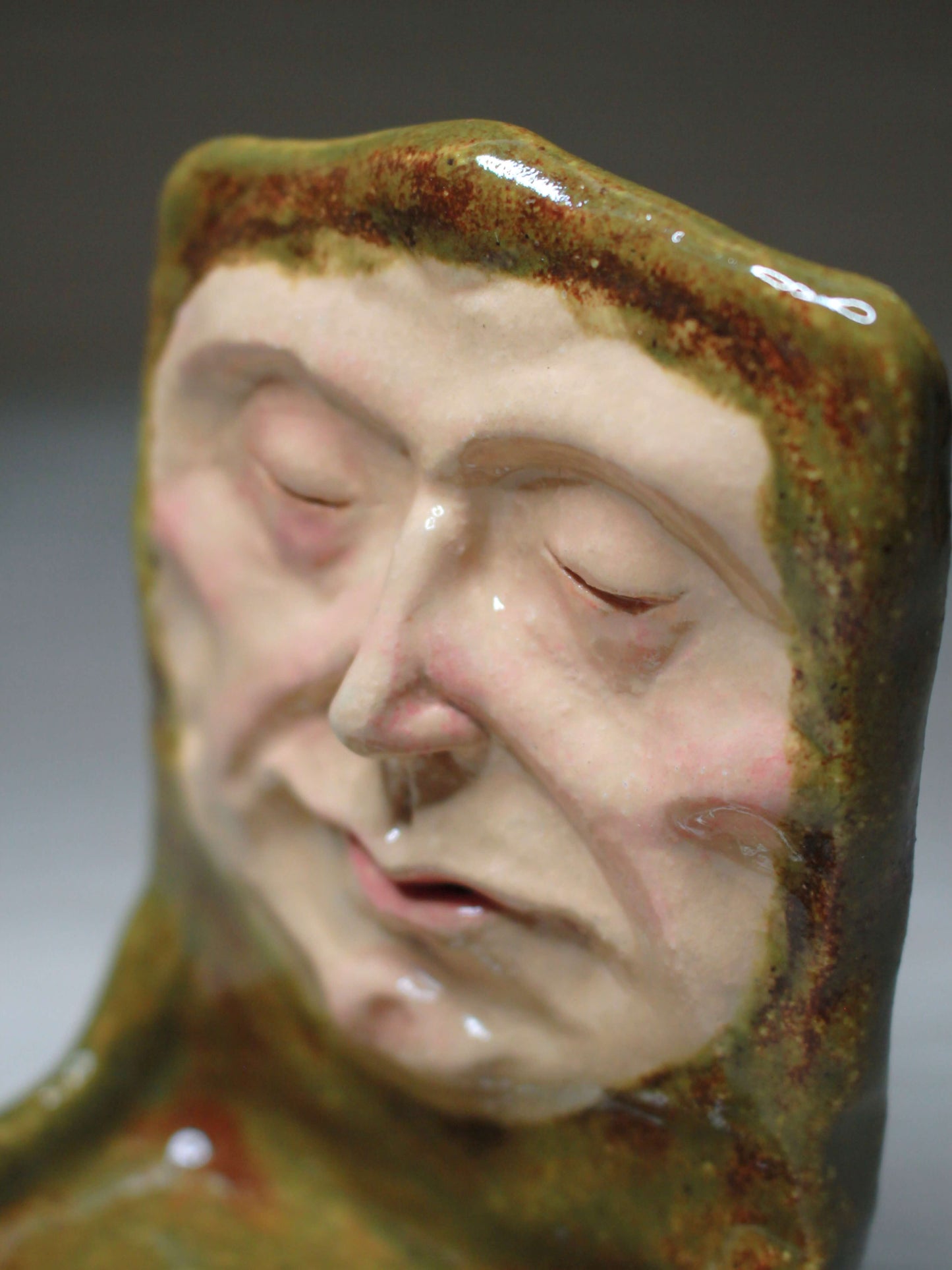 Green Man Tealight / Trinket Holder - Handmade Ceramic Jewellery Dish / Mini Altar