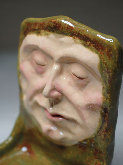 Green Man Tealight / Trinket Holder - Handmade Ceramic Jewellery Dish / Mini Altar