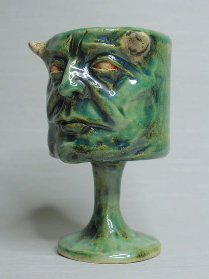 Demonic Goblin Ceramic Face Goblet - Creepy Handmade Ceramic Drinkware