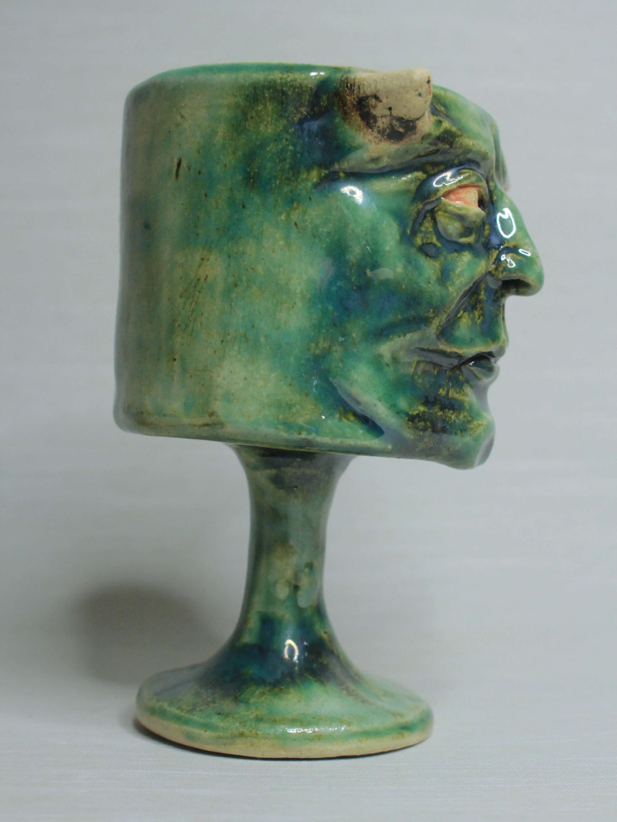 Demonic Goblin Ceramic Face Goblet - Creepy Handmade Ceramic Drinkware