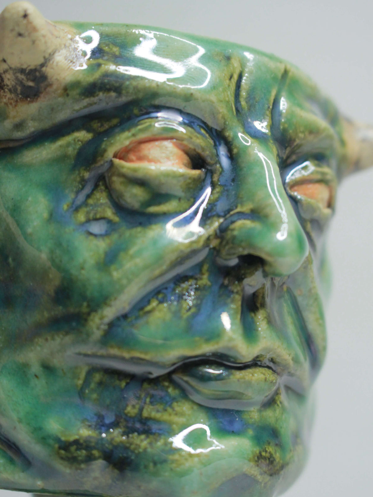 Demonic Goblin Ceramic Face Goblet - Creepy Handmade Ceramic Drinkware