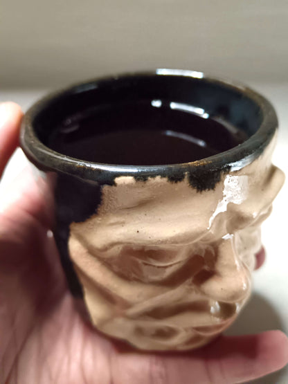 Grumpy Face Mini Pot / Tumbler - Handmade Ceramic Pot & Drinkware