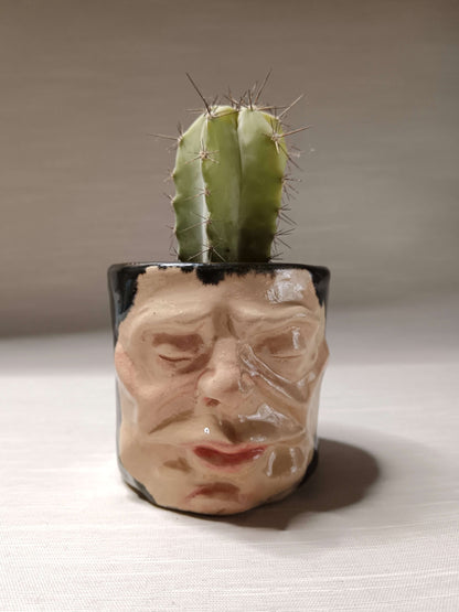Grumpy Face Mini Pot / Tumbler - Handmade Ceramic Pot & Drinkware