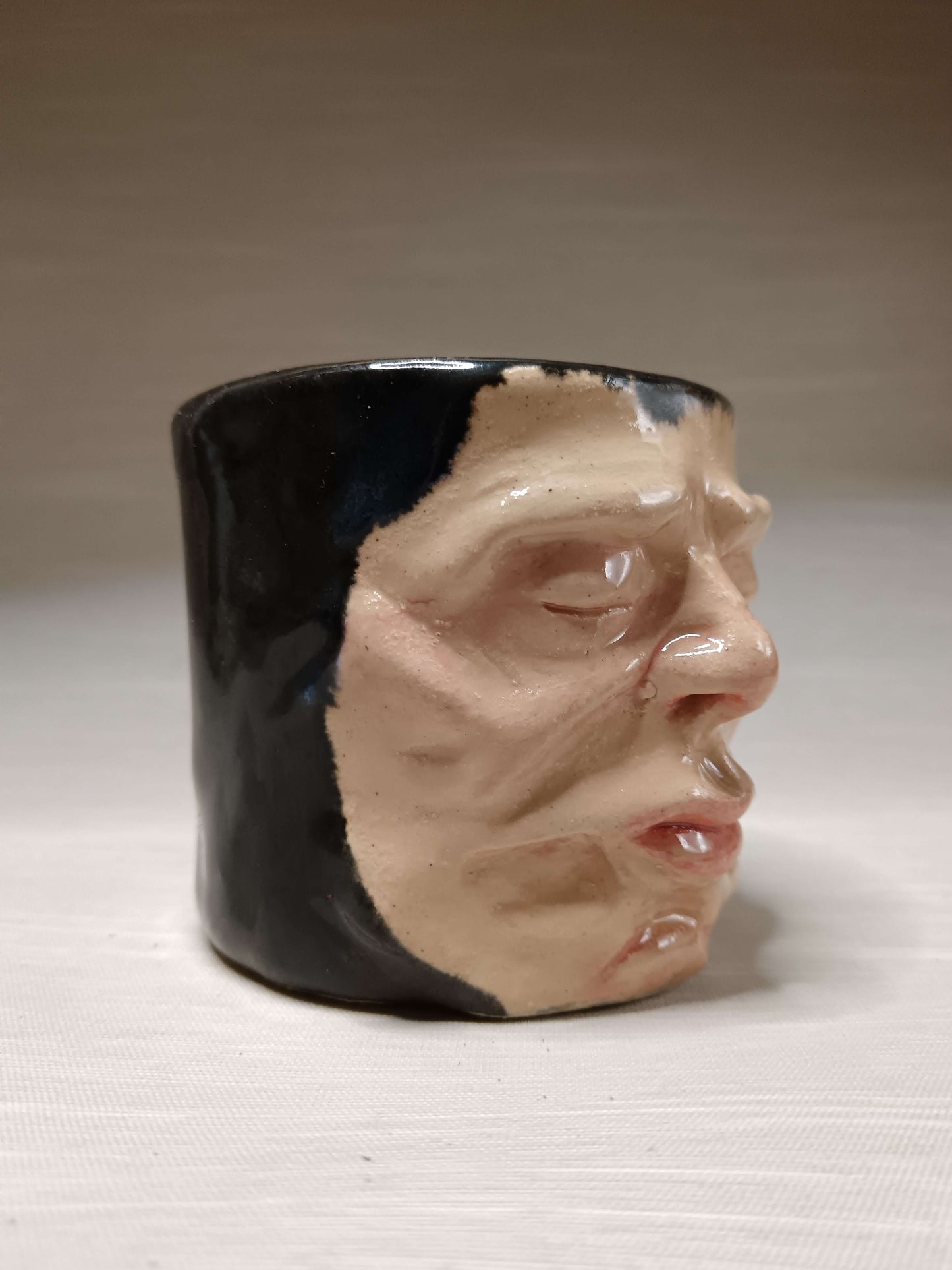 Grumpy Face Mini Pot / Tumbler - Handmade Ceramic Pot & Drinkware