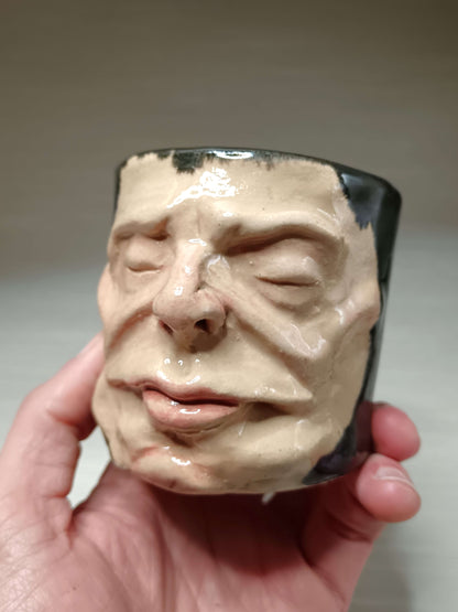 Grumpy Face Mini Pot / Tumbler - Handmade Ceramic Pot & Drinkware