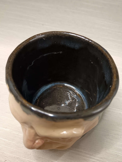 Grumpy Face Mini Pot / Tumbler - Handmade Ceramic Pot & Drinkware